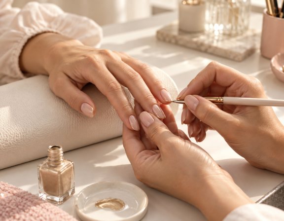 Gelnägel mit Golddetail